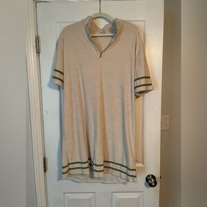 POL Cream Dress with Green Accents